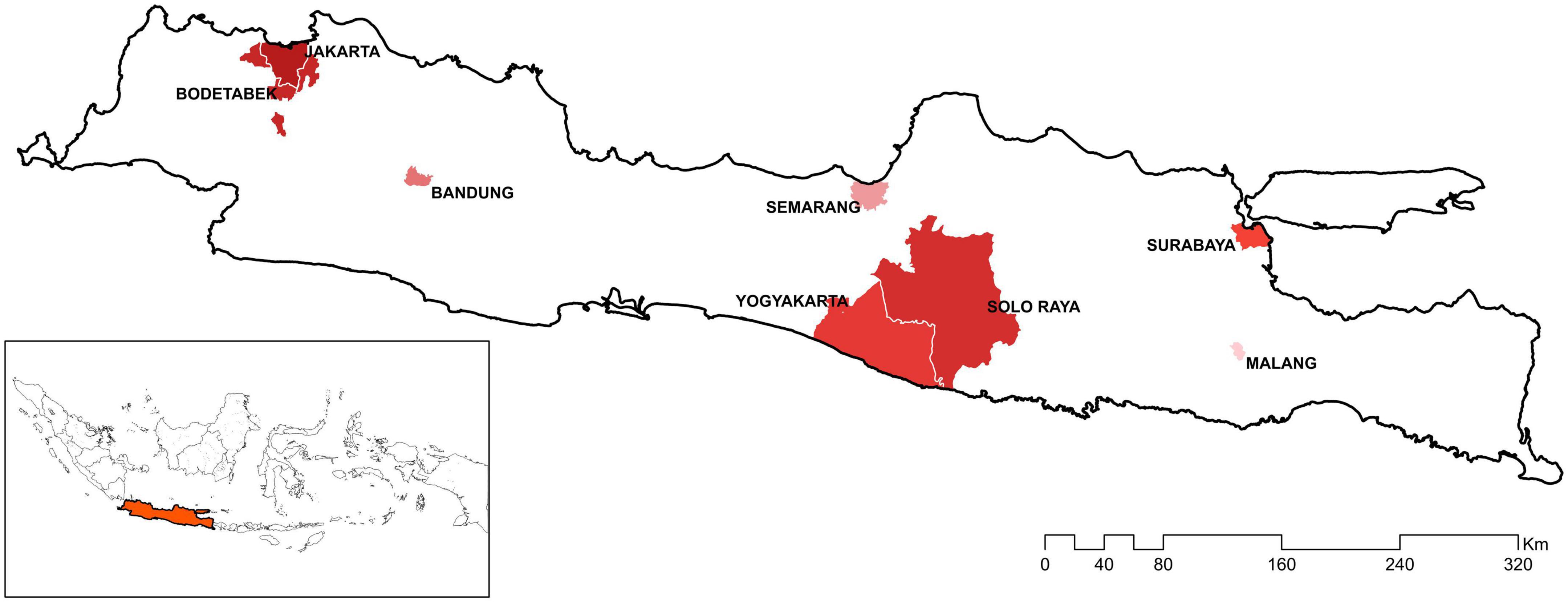 Modeling social interaction and metapopulation mobility of the COVID-19 pandemic in main cities of highly populated Java Island, Indonesia: An agent-based modeling approach